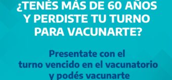Provincia de Buenos Aires vacunará a los mayores de 60 años que hayan perdido el turno