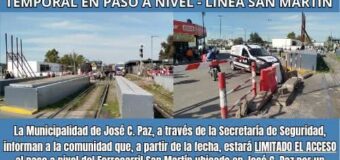 Restricción temporal en pasos a nivel de la linea San Martín en José C. Paz