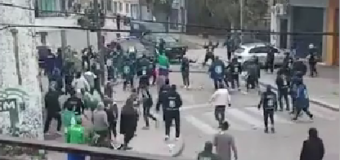 Violento ataque de la barra brava de San Miguel: cinco policías heridos