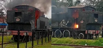 Incendiaron la histórica locomotora del parque de la estación de Escobar